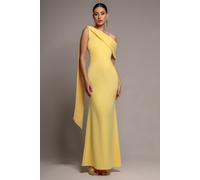 Goddiva Sash One Shoulder Bardot Maxi Dress - Butter Yellow by Goddiva - Butteryellow - 18