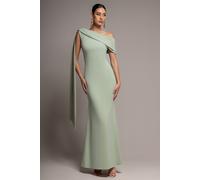 Goddiva Sash One Shoulder Bardot Maxi Dress - Sage Green by Goddiva - Sage Green - 10