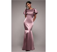 Goddiva Satin Flutter Sleeve Mermaid - Rosepink by Goddiva - Rose Pink - 16