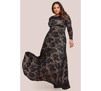 Goddiva Scalloped Lace A Line Maxi Dress In Black Black