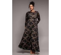Goddiva Scalloped Lace A Line Maxi Dress In Black Black