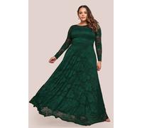 Goddiva Scalloped Lace A Line Maxi Dress In Emerald Emerald 26