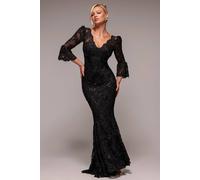 Goddiva Scalloped Lace Maxi Dress In Black Black 8
