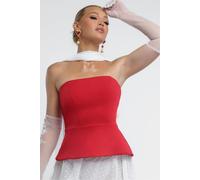 Goddiva Scuba Boobtube Peplum Hem Corset by Goddiva - Red - 14