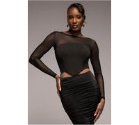 Goddiva Scuba Crepe And Mesh Lace Up Corset Top - Black by Goddiva - Black - 14