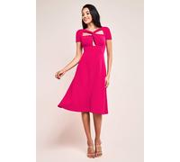 Goddiva Scuba Crepe Twist Cutout Midi Dress In Dark Pink Dark Pink 14