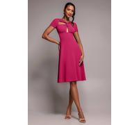 Goddiva Scuba Crepe Twist Cutout Midi Dress In Dark Pink Dark Pink