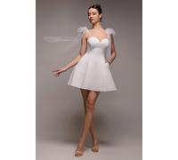 Goddiva Scuba & Polka Mesh Bella Bow Multiway Skater Mini Dress - White by Goddiva - White - 16