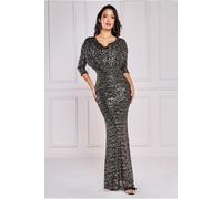 Goddiva Sequin Cowl Maxi Dress - Black by Goddiva - Black - 8