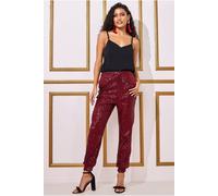 Goddiva Sequin Cuffed Ankle Trouser In Wine Wine 18
