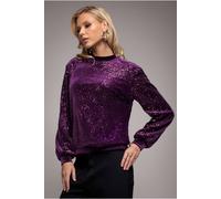 Goddiva Sequin Velvet Jumper In Magenta Magenta