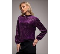 Goddiva Sequin Velvet Jumper - Magenta by Goddiva - Magenta - 14