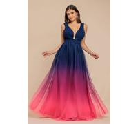 Goddiva Sleeveless Ombre Pleated A Line Maxi Dress Multi