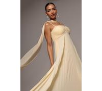 Goddiva Sleeveless Pleated Chiffon Multiway Scarf Maxi Dress - Butter Yellow by Goddiva - Butteryellow - 18