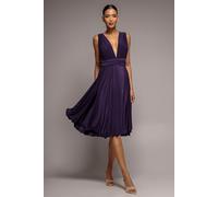 Goddiva Soft Touch Multi Way Open Back Midi Dress - Aubergine by Goddiva - Aubergine - 8