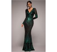 Goddiva Starburst Effect Maxi Dress - Emerald by Goddiva - Emerald - 8