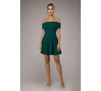 Goddiva Strapless Crepe Skater Mini Dress - Emerald Green by Goddiva - Emerald - 8