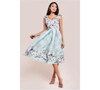 Goddiva Sweetheart Floral Midi Dress - Sage Green by Goddiva - Sage Green - 10