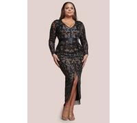 Goddiva Tassel & Sequin Maxi With Front Split In Black Black 20