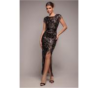 Goddiva Tassel Split Maxi Dress - Black by Goddiva - Black - 12