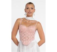 Goddiva Textured Floral Mesh Corset by Goddiva - Blush Pink - M