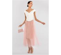 Goddiva Tulle Gathered Midaxi Skirt by Goddiva - Blush - onesize