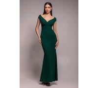 Goddiva Women's Bardot Pleated Maxi Dress in Green | Size: 8