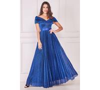 Goddiva Women's Bardot Pleated Skirt Maxi in Cobalt | Size: 8 Goddiva Cobalt 8