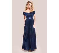 Goddiva Women's Bardot Pleated Skirt Maxi in Navy | Size: 8 Goddiva Navy 8