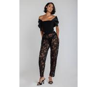 Goddiva Women's Barrell Leg Scalloped Hem Trouser in Black | Size: Small