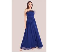 Goddiva Women's Bridesmaids Chiffon Maxi Dress in Navy | Size: 8
