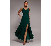 Goddiva Women's Chiffon Cowl Twisted Rope Strap Lace in Emerald | Size: 16