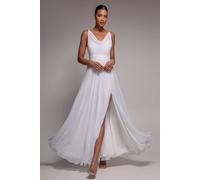 Goddiva Women's Chiffon Cowl Twisted Rope Strap Lace in Ivory | Size: 16 Goddiva Ivory 16