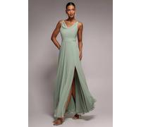 Goddiva Women's Chiffon Cowl Twisted Rope Strap Lace in Light Green | Size: 10