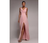 Goddiva Women's Chiffon Cowl Twisted Rope Strap Lace in Light Pink | Size: 14