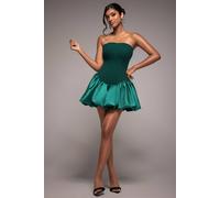 Goddiva Women's Corset Boobtube Babydoll Mini Dress in Emerald | Size: 12
