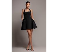 Goddiva Women's Corset Fit & Flare Halter Neck Skater Mini Dress in Black | Size: 14 Goddiva Black 14