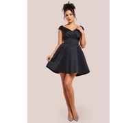 Goddiva Women's Corset Fit & Flare Mini Dress in Black | Size: 6