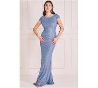 Goddiva Women's Cowl Back Sequin Maxi in Blue | Size: 12 Goddiva Blue 12