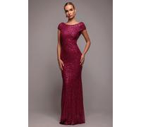 Goddiva Women's Cowl Back Sequin Maxi in Wine | Size: 14 Goddiva Wine 14