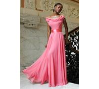 Goddiva Women's Cowl Neck Chiffon Maxi Dress in Coral | Size: 6 Goddiva Coral 6