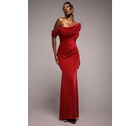 Goddiva Women's Cowl One Shoulder Velvet Maxi Dress in Red | Size: 16 Goddiva Red 16