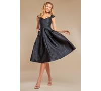 Goddiva Women's Crushed Satin Sleeveless A Line Midi Dress in Black | Size: 16