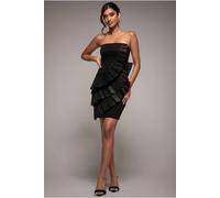 Goddiva Women's Fan Pleated Boobtube Scuba Crepe Mini in Black | Size: 14