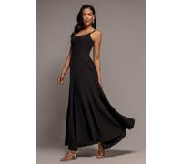 Goddiva Women's Fit & Flare A Line Maxi Dress in Black | Size: 12