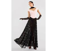 Goddiva Women's Floral Lace A Line Maxi Skirt in Black | Size: Small