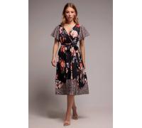 Goddiva Women's Flutter Sleeve Printed Midi Dress | Size: 14