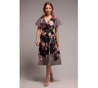 Goddiva Women's Flutter Sleeve Printed Midi Dress | Size: 14 Goddiva Multicolor 14