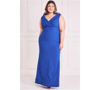 Goddiva Women's Front Wrap Off-The Shoulder Maxi Dress in Cobalt | Size: 20 Goddiva Cobalt 20