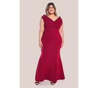 Goddiva Women's Front Wrap Off-The Shoulder Maxi Dress in Wine | Size: 16 Goddiva Wine 16